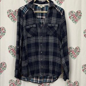 Vintage America Blue and White Plaid Shirt